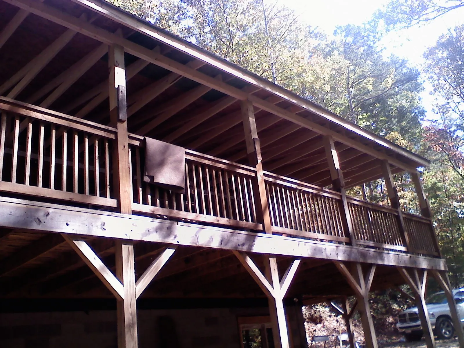 Timber framing under a new elevated porch and deck — Roof Leak Repair in Angels Camp by Roofing Brothers